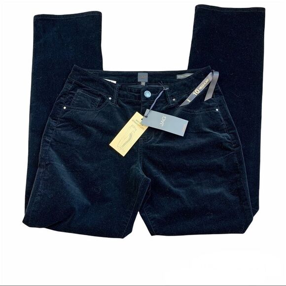 JAG New with tag Black velvet mid rise straight leg pants size 10 - Picture 2 of 12